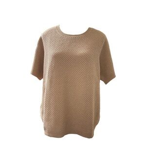 Nine West Jeans Tan Textured Short Sleeve Sweater – Size XL